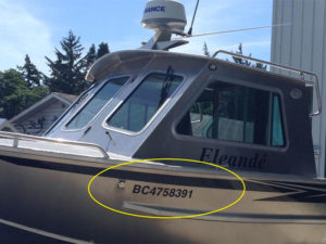 Decal - pleasure craft registration numbers